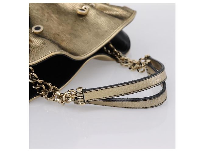 Bulgari Borsa a mano con catena BVLGARI in pelle tono oro Auth bs36845 - vista 7