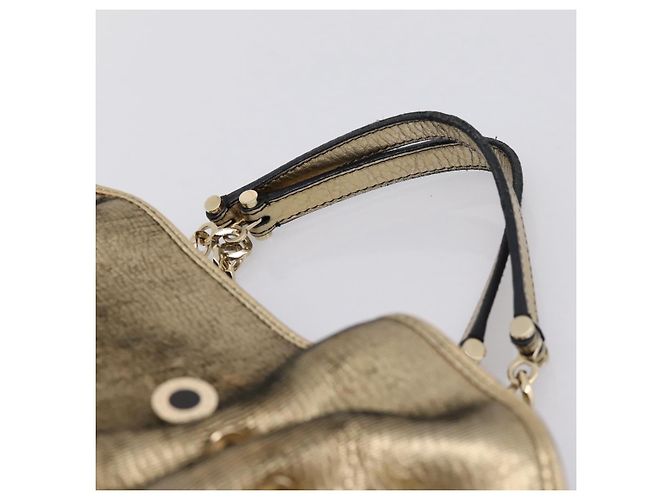 Bulgari Borsa a mano con catena BVLGARI in pelle tono oro Auth bs36845 - vista 8