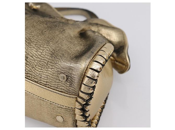 Bulgari Borsa a mano con catena BVLGARI in pelle tono oro Auth bs36845 - vista 9