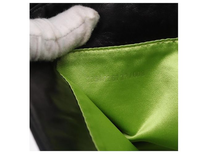 Borsa a spalla FENDI Mamma Baguette in pelle nera argento Auth 199954A Nero - vista 11