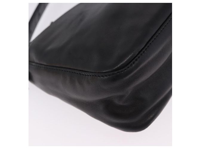 Borsa a spalla FENDI Mamma Baguette in pelle nera argento Auth 199954A Nero - vista 14