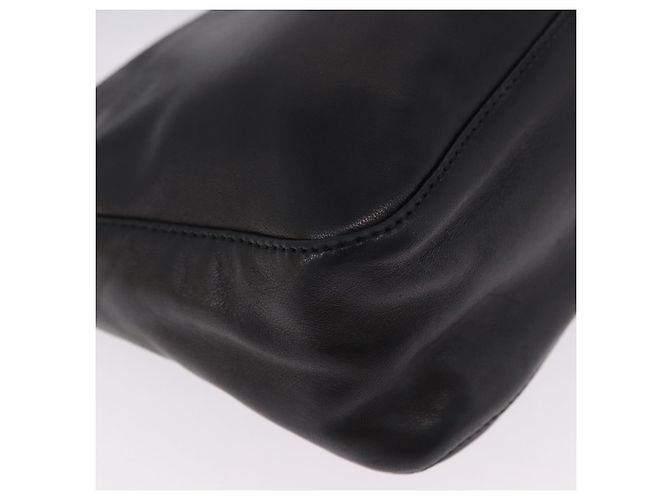 Borsa a spalla FENDI Mamma Baguette in pelle nera argento Auth 199954A Nero - vista 16
