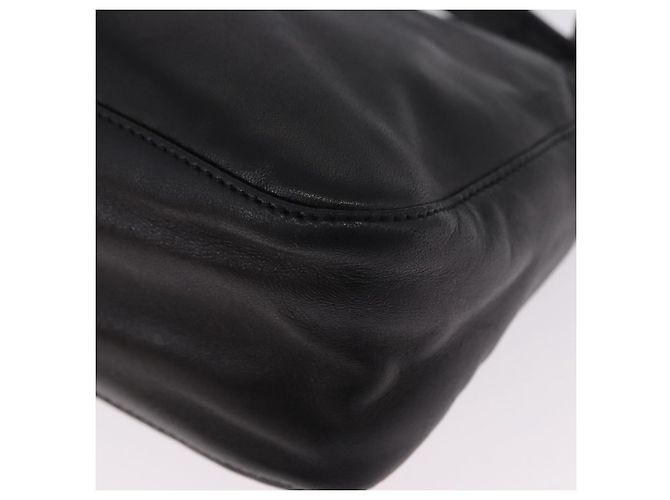 Borsa a spalla FENDI Mamma Baguette in pelle nera argento Auth 199954A Nero - vista 17