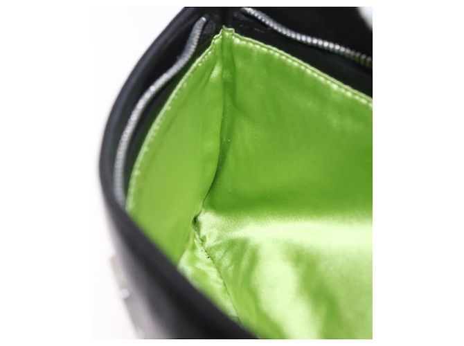 Borsa a spalla FENDI Mamma Baguette in pelle nera argento Auth 199954A Nero - vista 25