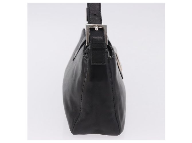 Borsa a spalla FENDI Mamma Baguette in pelle nera argento Auth 199954A Nero - vista 4