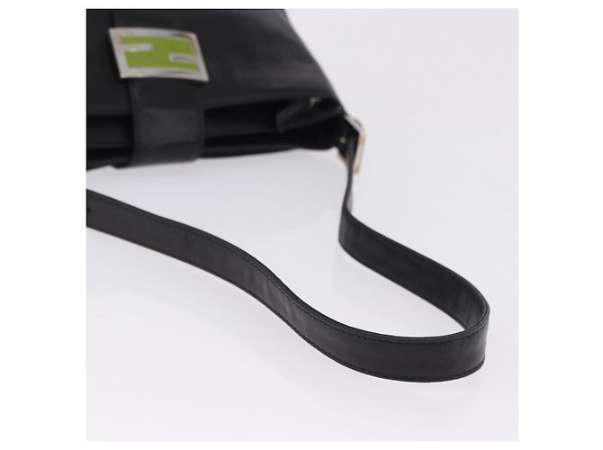 Borsa a spalla FENDI Mamma Baguette in pelle nera argento Auth 199954A Nero - vista 7