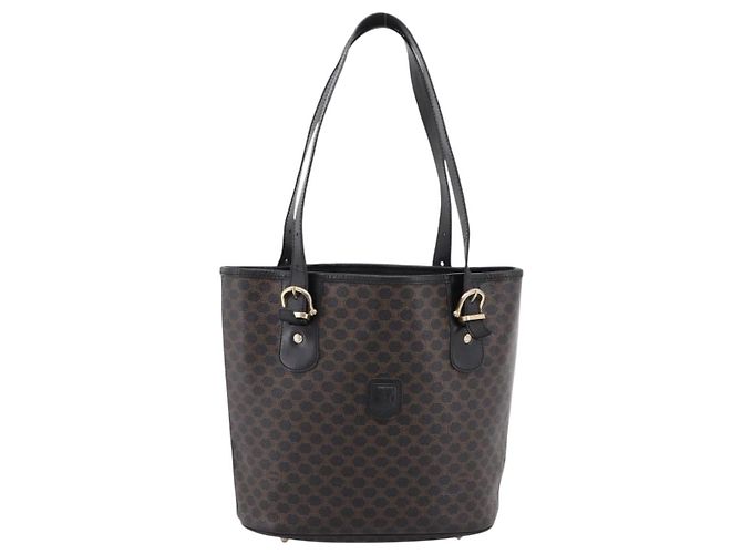 Céline Borsa a tracolla CELINE Macadam PVC Pelle Nero Tono Oro Auth 199507A - vista 13