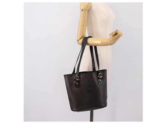 Céline Borsa a tracolla CELINE Macadam PVC Pelle Nero Tono Oro Auth 199507A - vista 22