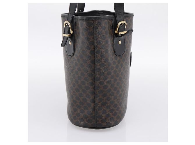 Céline Borsa a tracolla CELINE Macadam PVC Pelle Nero Tono Oro Auth 199507A - vista 3
