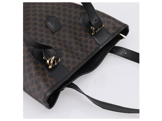 Céline Borsa a tracolla CELINE Macadam PVC Pelle Nero Tono Oro Auth 199507A - vista 6