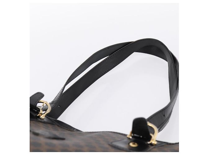 Céline Borsa a tracolla CELINE Macadam PVC Pelle Nero Tono Oro Auth 199507A - vista 8