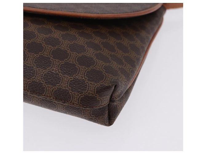 Céline Borsa CELINE Macadam Canvas Horse Carriage Bag PVC Leather Brown Gold Auth 200080 Marrone D'oro - vista 16