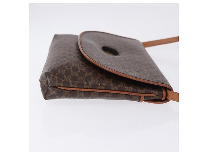 Céline Borsa CELINE Macadam Canvas Horse Carriage Bag PVC Leather Brown Gold Auth 200080 Marrone D'oro - vista 3
