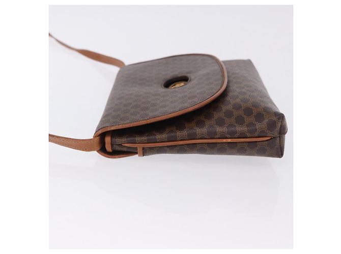 Céline Borsa CELINE Macadam Canvas Horse Carriage Bag PVC Leather Brown Gold Auth 200080 Marrone D'oro - vista 4