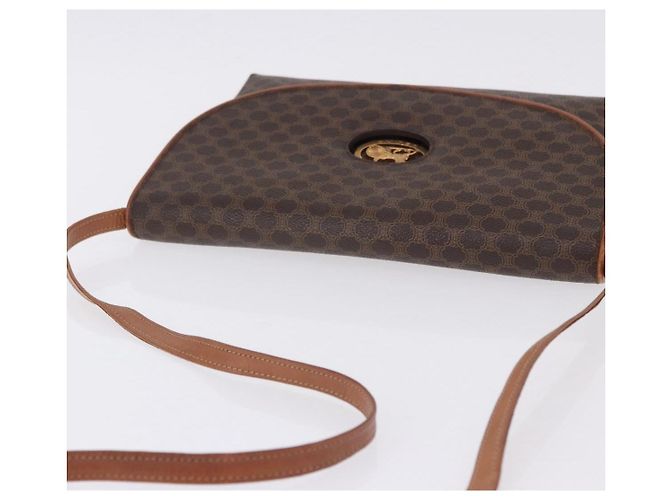 Céline Borsa CELINE Macadam Canvas Horse Carriage Bag PVC Leather Brown Gold Auth 200080 Marrone D'oro - vista 6