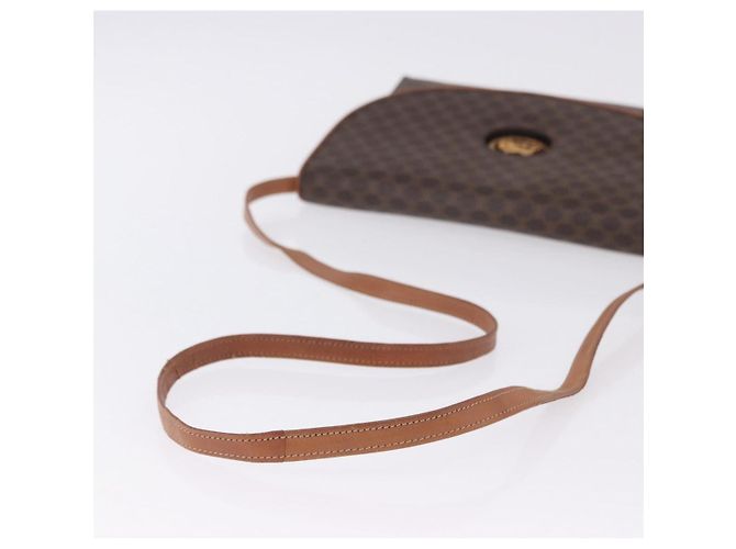 Céline Borsa CELINE Macadam Canvas Horse Carriage Bag PVC Leather Brown Gold Auth 200080 Marrone D'oro - vista 7