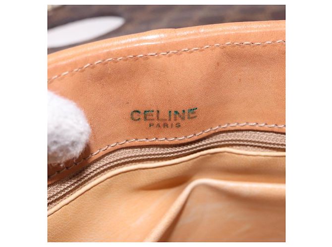 Céline Borsa CELINE Macadam Canvas Horse Carriage Bag PVC Leather Brown Gold Auth 200080 Marrone D'oro - vista 9