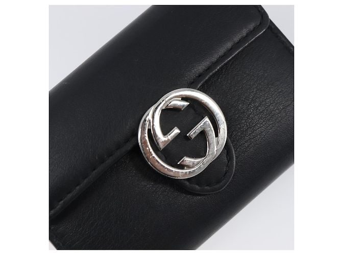 GUCCI Key Case Leather Black Silver Auth bs36907 Silvery - view 17
