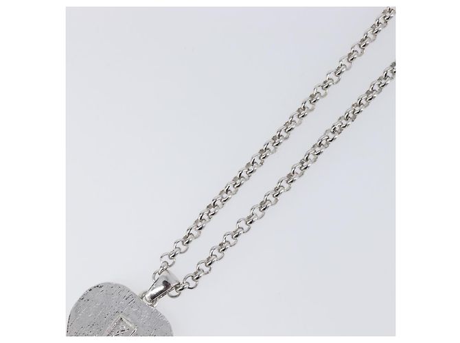 Collana SAINT LAURENT Metallo Argento Verde Auth BA15462 - vista 10