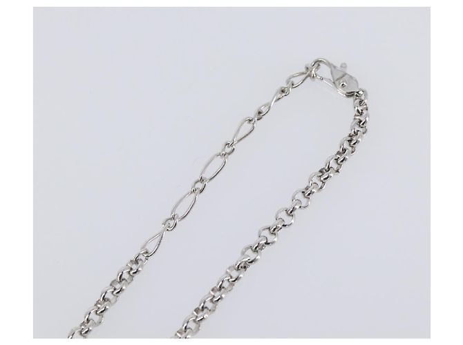 Collana SAINT LAURENT Metallo Argento Verde Auth BA15462 - vista 13