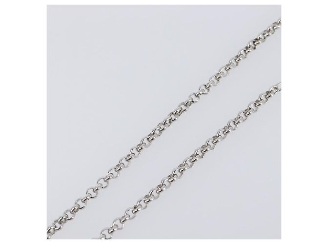 Collana SAINT LAURENT Metallo Argento Verde Auth BA15462 - vista 6