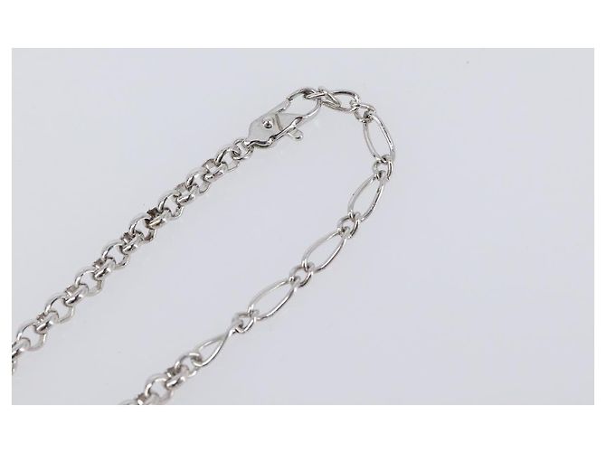 Collana SAINT LAURENT Metallo Argento Verde Auth BA15462 - vista 7
