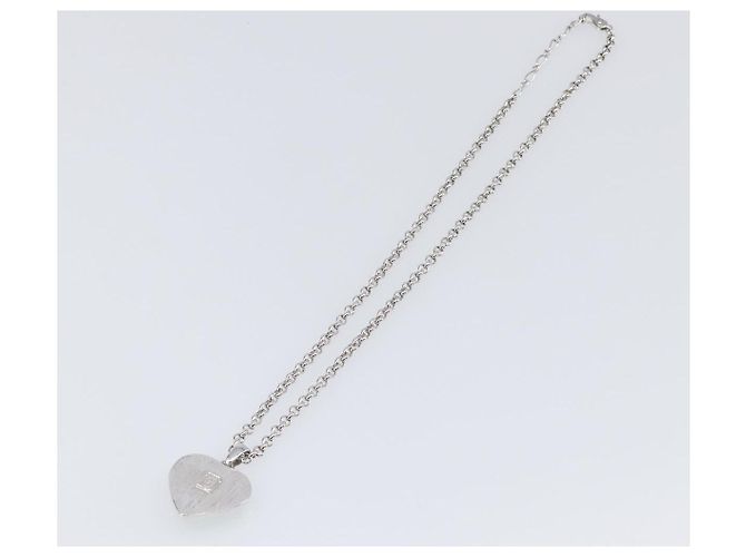 Collana SAINT LAURENT Metallo Argento Verde Auth BA15462 - vista 8