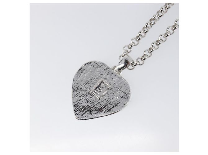 Collana SAINT LAURENT Metallo Argento Verde Auth BA15462 - vista 9