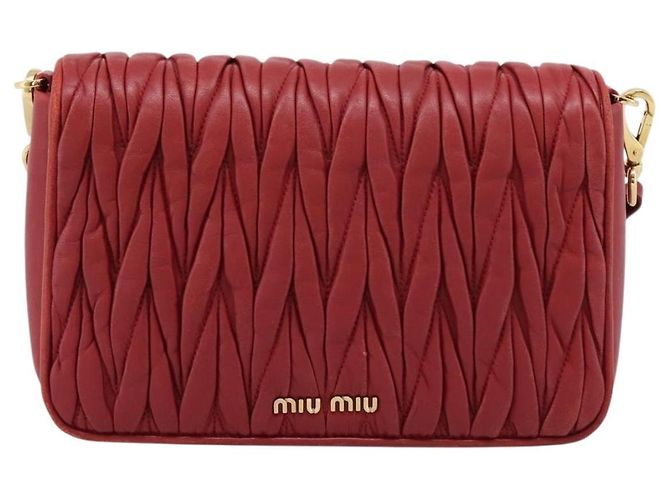 Borsa a tracolla Miu Miu Matelassé in pelle rossa e oro Auth 201956 Rosso D'oro - vista 13