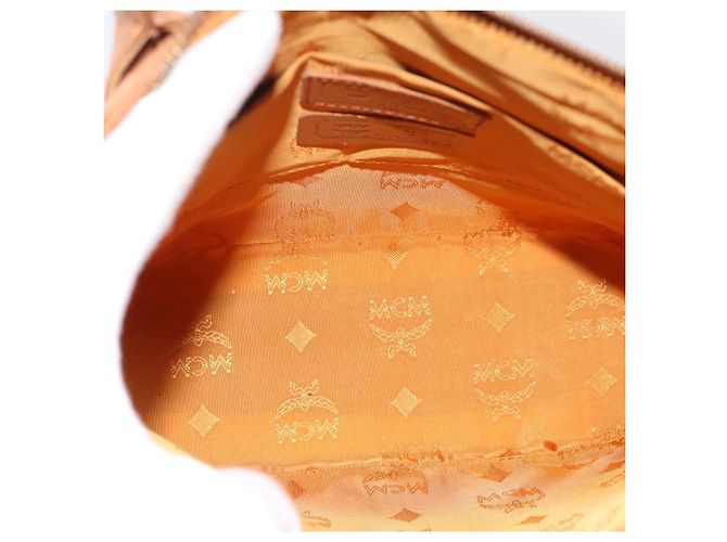 Borsa a mano MCM in pelle marrone e oro autentica bs37006 D'oro - vista 12