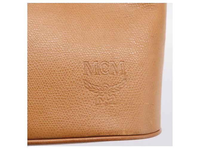 Borsa a mano MCM in pelle marrone e oro autentica bs37006 D'oro - vista 9