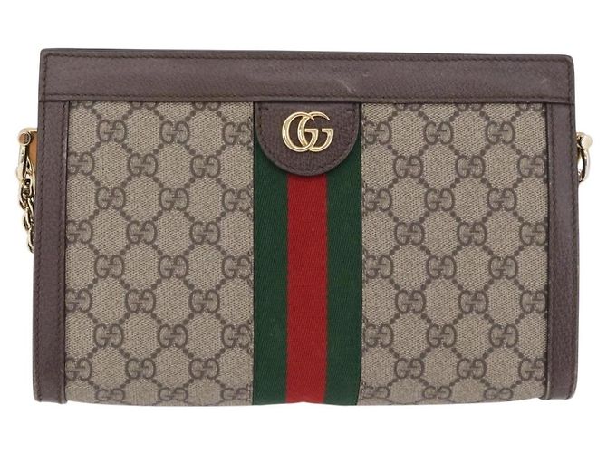 Borsa GUCCI GG Supreme Chain Web Sherry Line PVC Beige Oro 503877 Auth ka5977V D'oro - vista 13