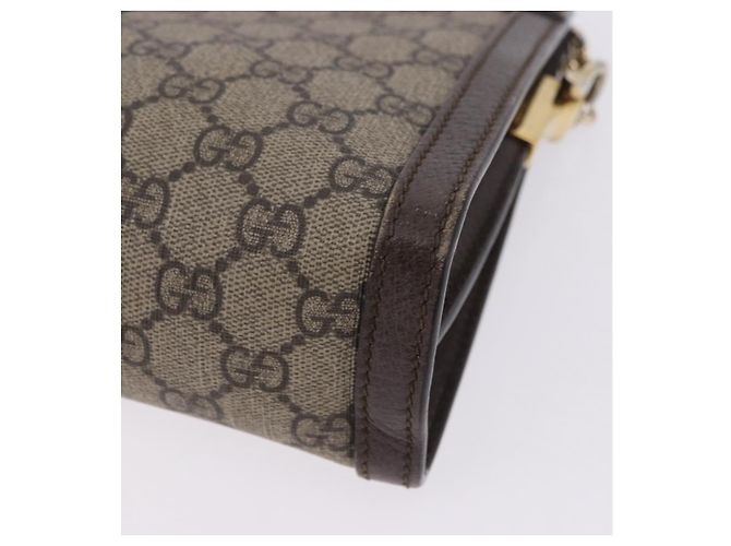 Borsa GUCCI GG Supreme Chain Web Sherry Line PVC Beige Oro 503877 Auth ka5977V D'oro - vista 14