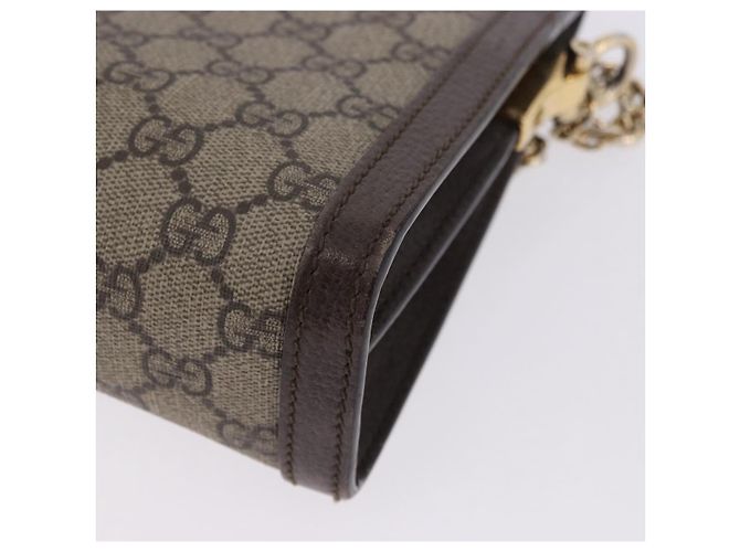 Borsa GUCCI GG Supreme Chain Web Sherry Line PVC Beige Oro 503877 Auth ka5977V D'oro - vista 16