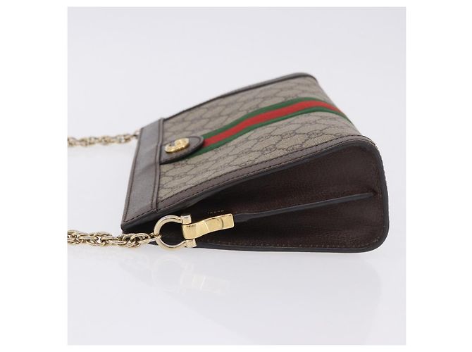 Borsa GUCCI GG Supreme Chain Web Sherry Line PVC Beige Oro 503877 Auth ka5977V D'oro - vista 4