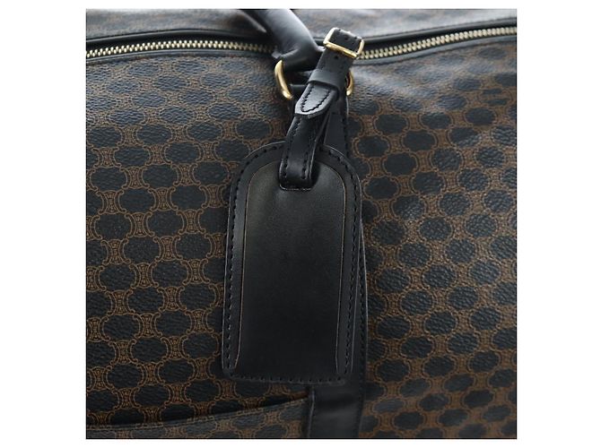 Céline Borsa Boston CELINE Macadam Canvas PVC Leather Black Gold Auth 199137V Nero D'oro - vista 18
