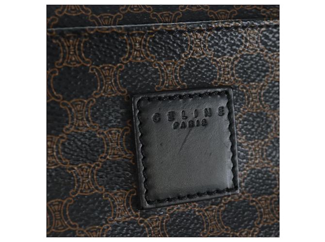 Céline Borsa Boston CELINE Macadam Canvas PVC Leather Black Gold Auth 199137V Nero D'oro - vista 19