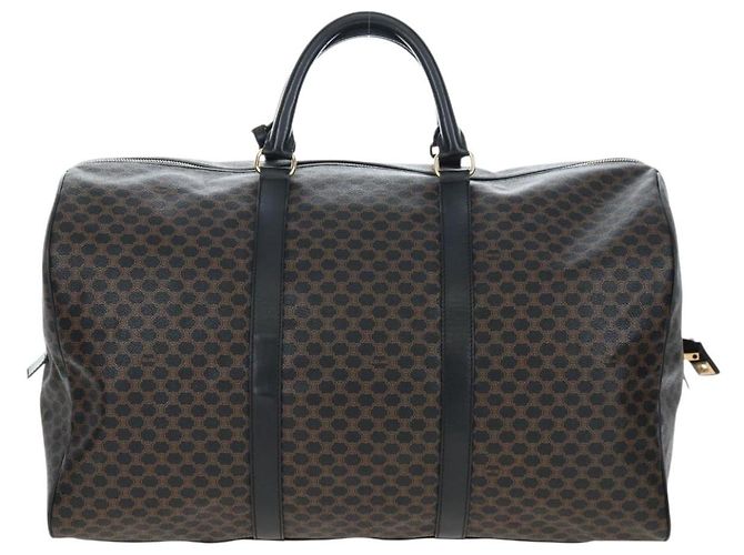 Céline Borsa Boston CELINE Macadam Canvas PVC Leather Black Gold Auth 199137V Nero D'oro - vista 2