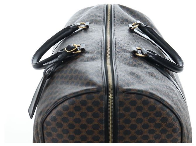 Céline Borsa Boston CELINE Macadam Canvas PVC Leather Black Gold Auth 199137V Nero D'oro - vista 6