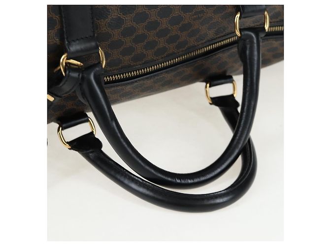 Céline Borsa Boston CELINE Macadam Canvas PVC Leather Black Gold Auth 199137V Nero D'oro - vista 7
