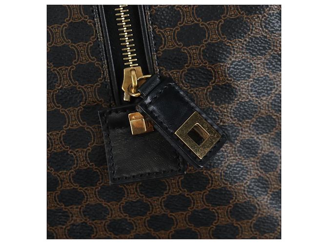 Céline Borsa Boston CELINE Macadam Canvas PVC Leather Black Gold Auth 199137V Nero D'oro - vista 9