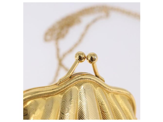 GUCCI GG Chain Shoulder Pouch Metal Gold Auth 200279V D'oro - vista 10