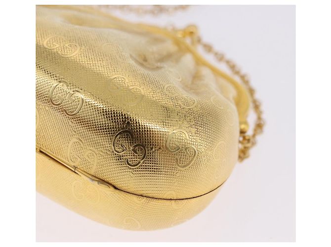 GUCCI GG Chain Shoulder Pouch Metal Gold Auth 200279V D'oro - vista 14