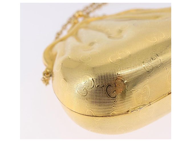 GUCCI GG Chain Shoulder Pouch Metal Gold Auth 200279V D'oro - vista 15