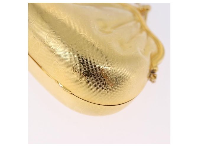 GUCCI GG Chain Shoulder Pouch Metal Gold Auth 200279V D'oro - vista 16