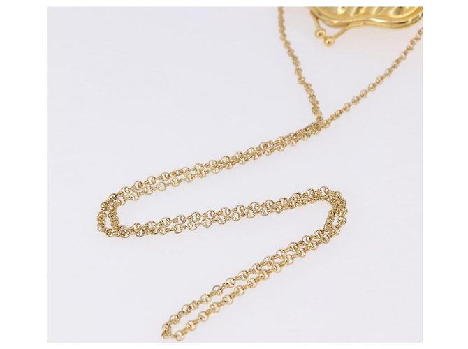 GUCCI GG Chain Shoulder Pouch Metal Gold Auth 200279V D'oro - vista 7