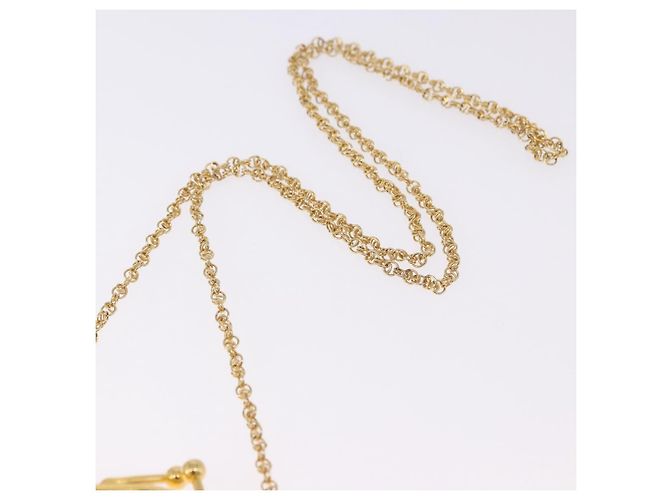 GUCCI GG Chain Shoulder Pouch Metal Gold Auth 200279V D'oro - vista 8