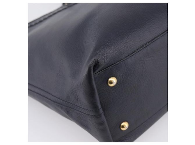 SAINT LAURENT Tote Bag aus Leder Navy Goldfarben Auth 202263A Marineblau - Ansicht 10