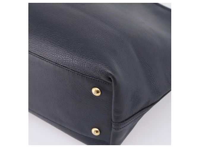 SAINT LAURENT Tote Bag aus Leder Navy Goldfarben Auth 202263A Marineblau - Ansicht 14