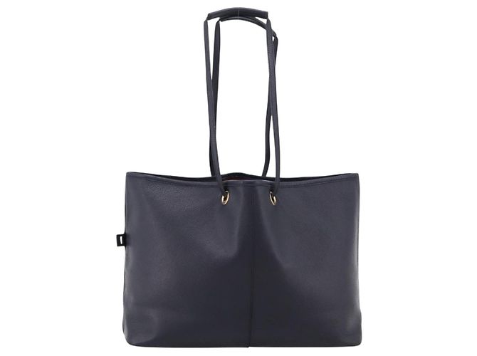 SAINT LAURENT Tote Bag aus Leder Navy Goldfarben Auth 202263A Marineblau - Ansicht 2